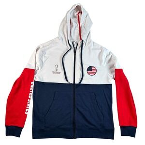 FIFA World Cup Qatar 2022 United States USA Flag Hoodie Zip Up Large L